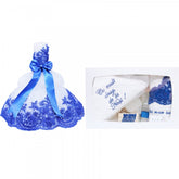 Set trusou si lumanare pentru botez de baieti, "Cu mult drag de la nasi", albastru electric, 8 piese, Recostore, REC1825