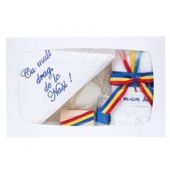 Set trusou si lumanare pentru botez de baieti, model traditional, 8 piese, Recostore, REC1826