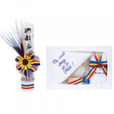 Set trusou si lumanare pentru botez de baieti, model traditional, 8 piese, Recostore, REC1826