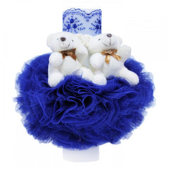 Set trusou si lumanare pentru botez de baieti, ursuleti, albastru electric, 8 piese, Recostore, REC1829