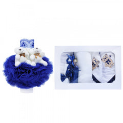 Set trusou si lumanare pentru botez de baieti, ursuleti, albastru electric, 8 piese, Recostore, REC1829