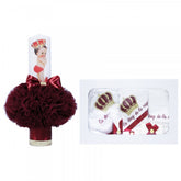 Set trusou si lumanare pentru botez de baieti, visiniu, coroana de print si "cu mult drag de la nasi", 8 piese, Recostore, REC1814