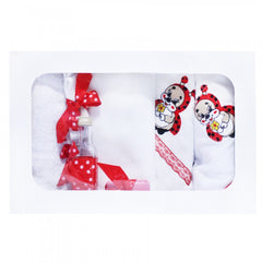 Set trusou si lumanare pentru botez de fete, Buburuza, rosu, 8 piese, Recostore, REC1820