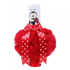 Set trusou si lumanare pentru botez de fete, Buburuza, rosu, 8 piese, Recostore, REC1820