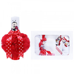 Set trusou si lumanare pentru botez de fete, Buburuza, rosu, 8 piese, Recostore, REC1820