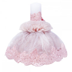 Set trusou si lumanare pentru botez de fete, "Cu mult drag de la nasi", roz pudrat, 8 piese, Recostore, REC1822