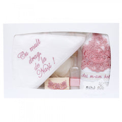 Set trusou si lumanare pentru botez de fete, "Cu mult drag de la nasi", roz pudrat, 8 piese, Recostore, REC1822