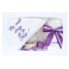 Set trusou si lumanare pentru botez de fete, lila, 8 piese, "Cu mult drag de la nasi", Recostore, REC1811