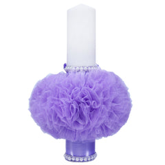 Set trusou si lumanare pentru botez de fete, lila, 8 piese, "Cu mult drag de la nasi", Recostore, REC1811