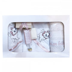 Set trusou si lumanare pentru botez de fete, pisicuta aristocrata, roz pudrat, 9 piese, Recostore, REC1819