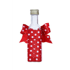 Sticluta mir cu panglica rosie cu buline pentru botez, 100 ml, REC327