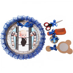 Tavita rotunda cu Bebe Boss pentru taierea motului, 30 cm, dantela albastru electric, 6 piese, Recostore, REC1969/67