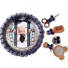Tavita rotunda cu Bebe Boss pentru taierea motului, 30 cm, dantela bleumarin, 6 piese, Recostore, REC1969/66