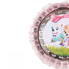 Tavita rotunda cu Paw Patrol pentru taierea motului, 30 cm, dantela roz, 6 piese, Recostore, REC1969/46