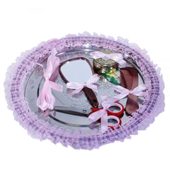 Tavita rotunda pentru taierea motului, dantela roz, 6 piese, 30 cm, REC302
