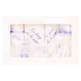Trusou alb-lila�Cu drag de la nasi� pentru botez, 8 piese, sticla mir, sapun, panza mir, pled baita, fasa, prosop cu capison, prosop preot, cutie prima suvita, REC1237