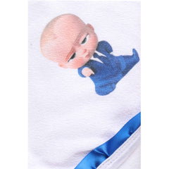 Trusou Bebe Sef alb-albastru electric, cu mesaj �Cu drag din partea nasilor� imprimat, 6 piese, Recostore, REC1720