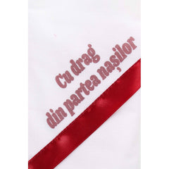 Trusou Bebe Sef alb-rosu, cu mesaj �Cu drag din partea nasilor� imprimat, 6 piese, Recostore, REC1721