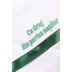 Trusou Bebe Sef alb-verde, cu mesaj �Cu drag din partea nasilor� imprimat, 6 piese, Recostore, REC1719