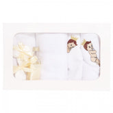 Trusou botez brodat cu Bebe print, alb-ivoire, 7 piese, Recostore, REC1770