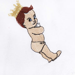 Trusou botez brodat cu Bebe print, alb-ivoire, 7 piese, Recostore, REC1770