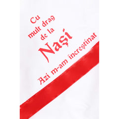 Trusou botez cu ingeras, alb-rosu, mesaj �De azi sunt crestin� imprimat, 6 piese, Recostore, REC1733