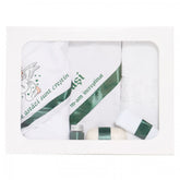 Trusou botez cu ingeras, alb-verde, mesaj �De azi sunt crestin� imprimat, 6 piese, Recostore, REC1728