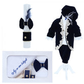 Trusou botez Micul Printisor, "Azi m-am crestinat", Costum de Print, lumanare, trusou, catifea, 12 piese, Recostore, REC2296