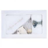 Trusou brodat cu "Azi m-am crestinat" pentru botez de baieti, 7 piese, bleu, REC2436