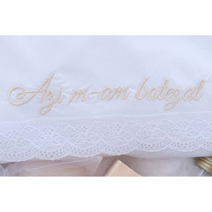 Trusou brodat cu "Azi m-am botezat" pentru botez de baieti, 7 piese, crem, Recostore, REC2291