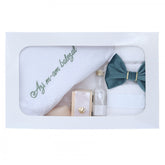 Trusou brodat cu "Azi m-am crestinat" pentru botez de baieti, 7 piese, verde smarald, Recostore, REC2290