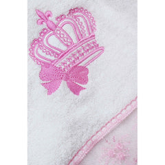 Trusou brodat cu coroana pentru botez de fete, 7 piese, roz, Recostore, REC2237
