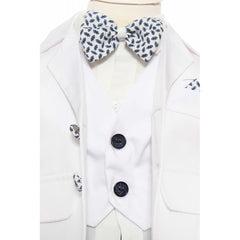 Trusou complet pentru botez baieti, costum alb, trusou cu ingeras, lumanare cu ingeras si pantofiori, alb-crem, 13 piese, Recostore, REC2124