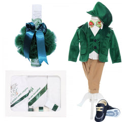 Trusou complet pentru botez baieti, sacou verde din catifea, trusou cu ingeras, lumanare glob " Radacini si aripi de la parinti", pantofiori, verde, 13 piese, Recostore, REC2123