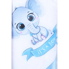 Trusou cu elefant pentru botez baieti, 6 piese, bleu, Recostore, REC2188
