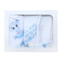 Trusou cu elefant pentru botez baieti, 6 piese, bleu, Recostore, REC2188