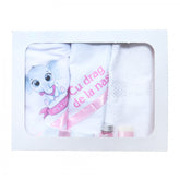 Trusou cu elefant pentru botez de fete, 6 piese, roz, Recostore, REC2189