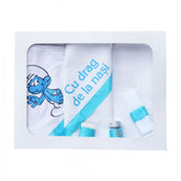 Trusou imprimat cu strumfi pentru botez, 6 piese, turcoaz, Recostore, REC2226