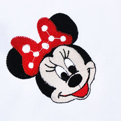 Trusou Minnie alb-rosu, tip landou, 6 piese, sticla mir, sapun, panza mir, fasa, prosop cu capison, prosop preot, REC261