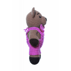 Ursulet de plus crosetat manual, 23x18 cm, roz, Recostore, REC2151