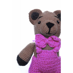 Ursulet de plus crosetat manual, 23x18 cm, roz, Recostore, REC2151