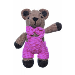 Ursulet de plus crosetat manual, 23x18 cm, roz, Recostore, REC2151