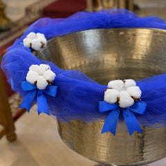 Decor cristelnita, tull albastru electric cu flori de bumbac, 3M, Recostore®, REC5015/1