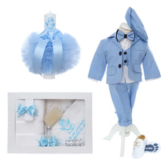 Set trusou botez cu ingeras bleu, 14 piese, REC3391