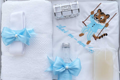 Set trusou botez baiat, model elegant cu tigru, bleu, REC3378