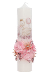 Trusou elegant cu lebada pentru botez fete, 11 piese, REC3384