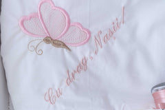 Trusou elegant cu fluturi pentru botez fete, 11 piese, REC3393