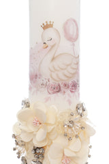 Lumanare botez cu Lebada, 30x7 cm, ivoire, REC5002/38