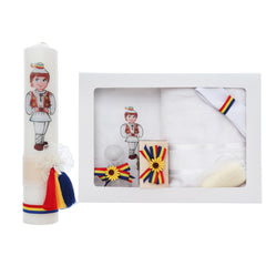 Set trusou botez traditional cu taranus, lumanare si trusou, 8 piese, Recostore® REC5013/33