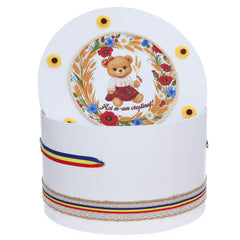 Cutie transport trusou cu ursulet tarancuta, alb, REC3365